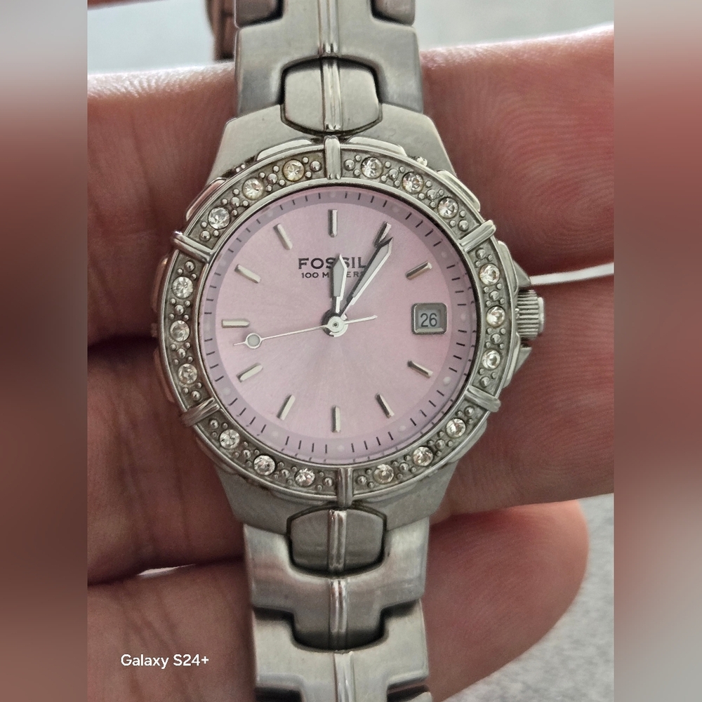 Fossil Blue Silver and Pink Watch Fonctionnelle